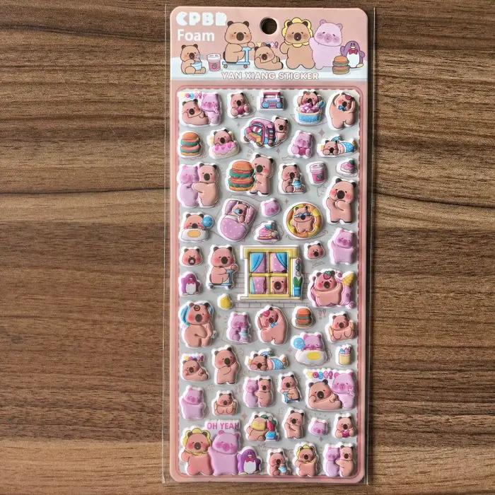 4 feuilles CPBB mignon ours cochon mousse autocollants adorables dessin animé décalcomanies pour bricolage artisanat cahiers cadeau décor BulingBulingStickers magasin