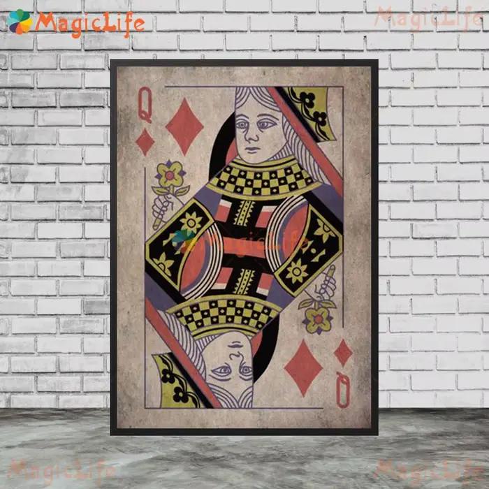 Cartes à jouer Vintage Poker mains mur Art toile peinture affiches imprime photos murales pour salon décor à la maison sans cadre