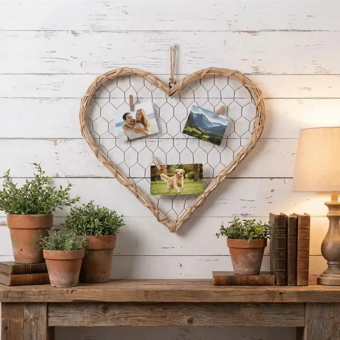 Cadre photo rustique en forme de cœur