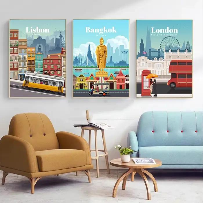 Affiche de villes touristiques célèbres du monde