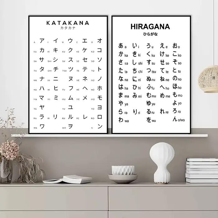 Hiragana et Katakana graphique Art noir blanc Alphabet japonais affiche japon photo toile peinture et impression pour chambre décor à la maison