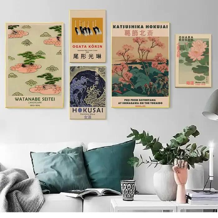 Hokusai Ohara Koson affiche d'art japonais Vintage chambre d'amis maison Bar café décoration