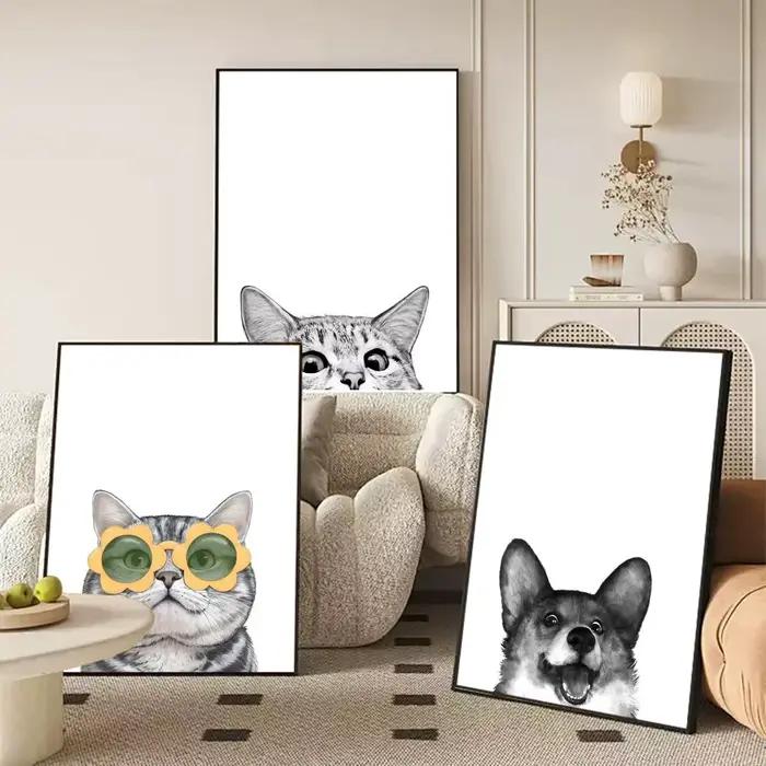 Peinture d'animaux chat chien mignon