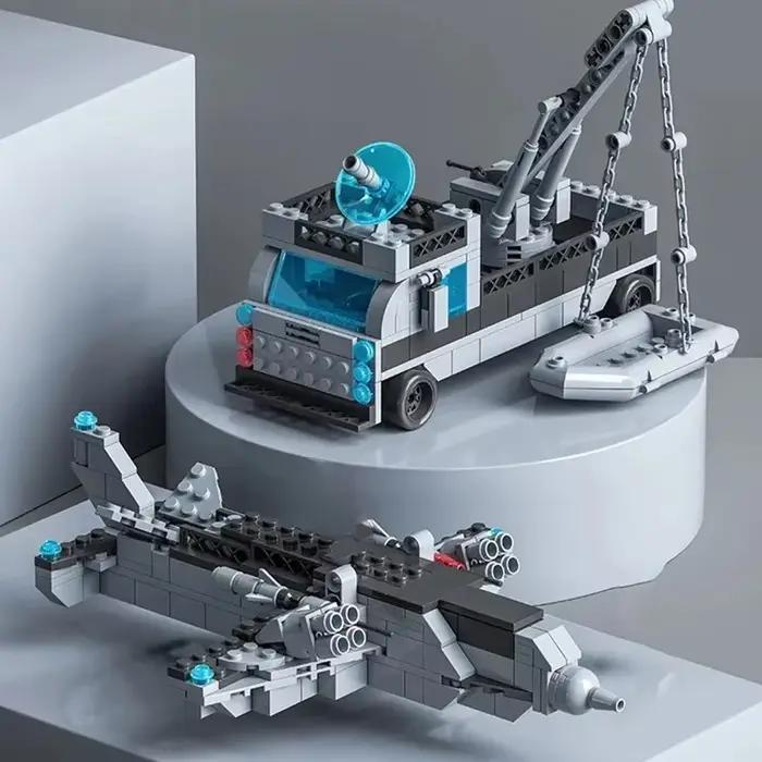 Ensemble de blocs de construction de navires militaires 6 en 1 de 65,5 cm, jouets de bataille pour garçons, modèles de bateaux et d'avions de l'armée, jouets en briques, cadeaux de Noël