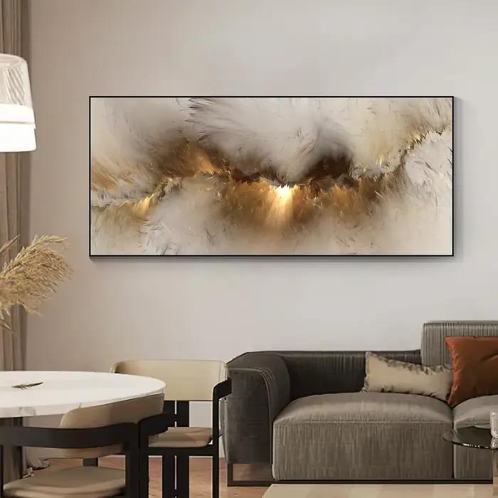 Art mural esthétique abstrait classique, nuages gris jaunes, peintures bloquant les couleurs, affiches imprimées, décor de maison, chambre à coucher, salon