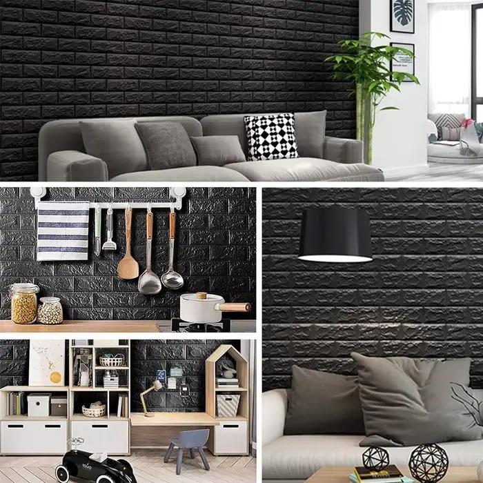Autocollant de papier peint mural 3D avec mousse imperméable auto-adhésive