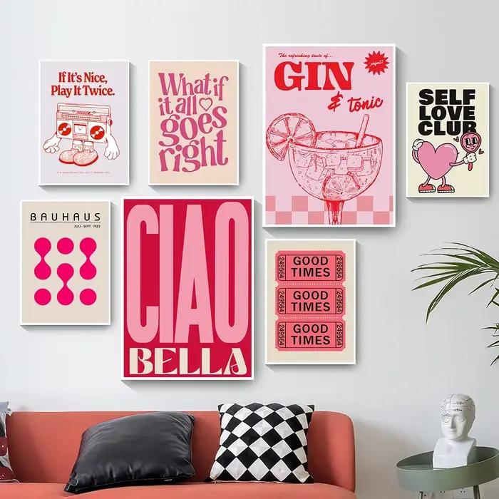 Affiches en toile imprimées de dessin animé rose