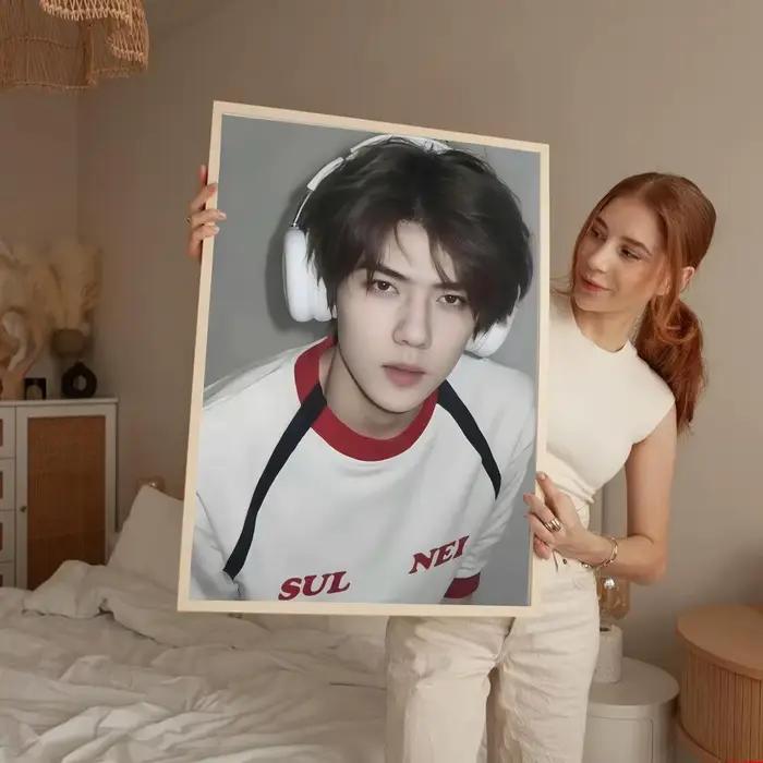 Affiche artistique autocollante du groupe de garçons EXO
