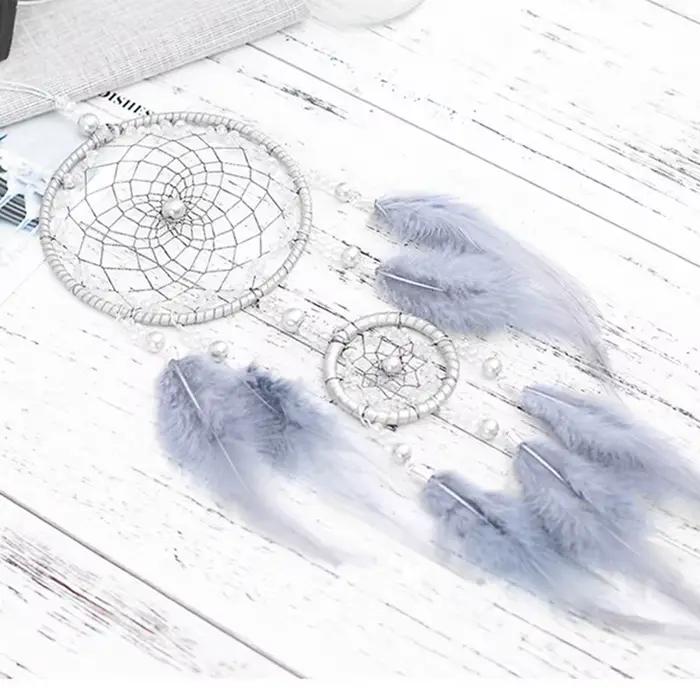 Attrape-rêves-plume traditionnelle faite à la main tenture murale décor à la maison ornement artisanat cadeaux de saint valentin pour Friends-T02C