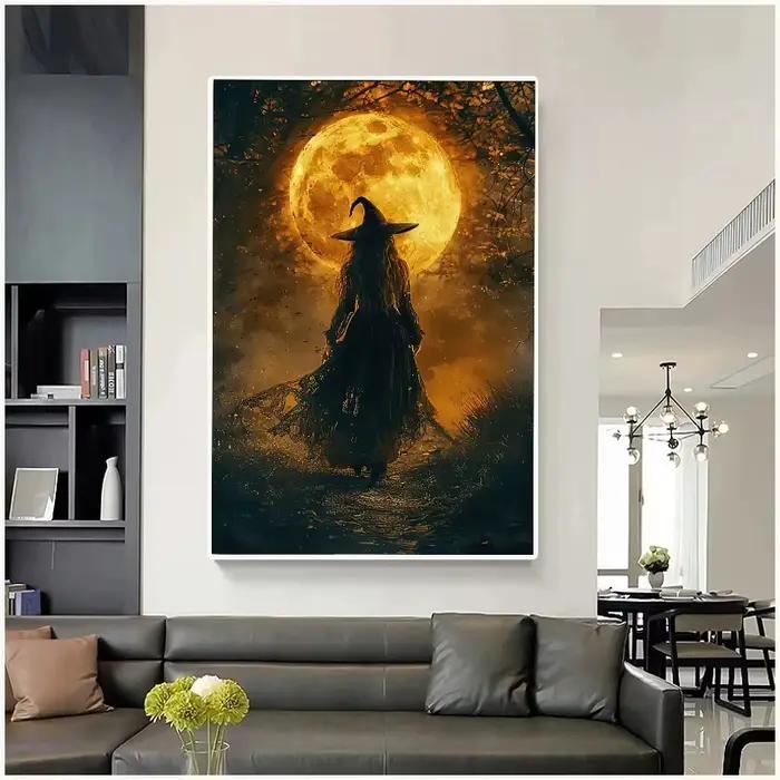 Affiche de décoration murale de sorcière foncée d'halloween