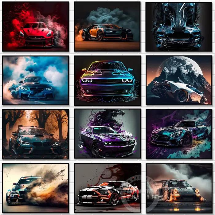 Peinture sur Toile Inspirée de la Voiture Vintage