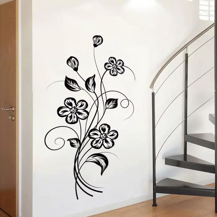 Autocollant de fleur noire