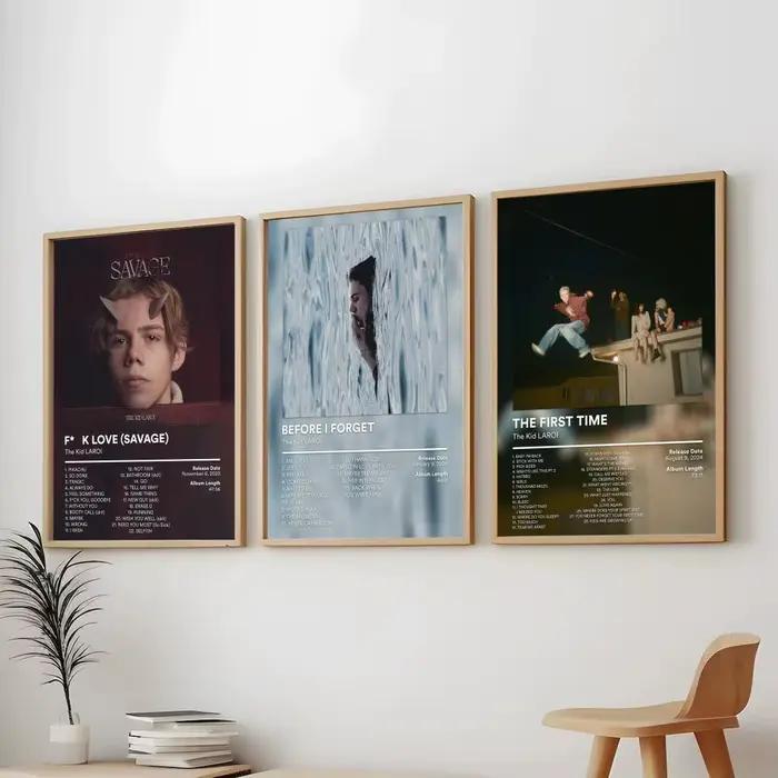 Singrer T-The Kid LAROI - Peinture d'album musical, calligraphie, art mural esthétique moderne, impression tendance pour chambre à coucher, décoration intérieure, cadeau