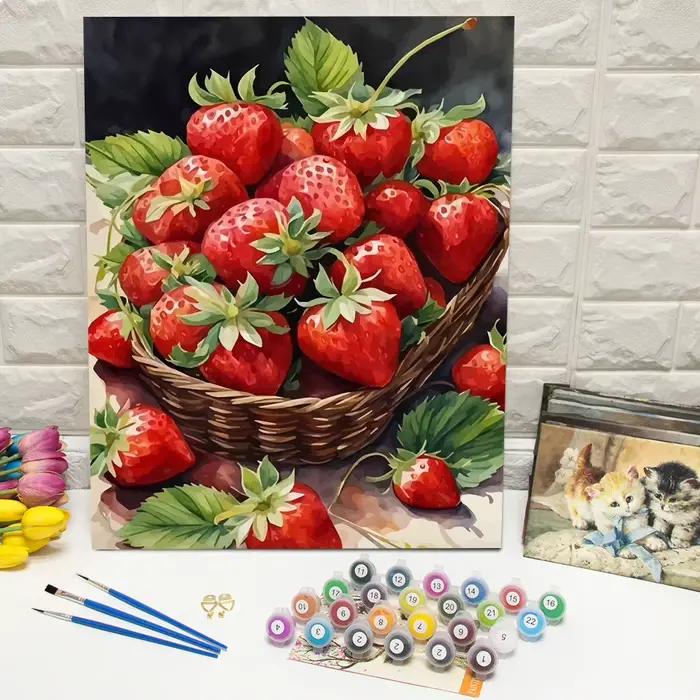 Peinture à l'huile numérique fraise