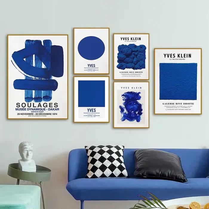 Toile abstraite Yves Klein Blue Soulages Circle