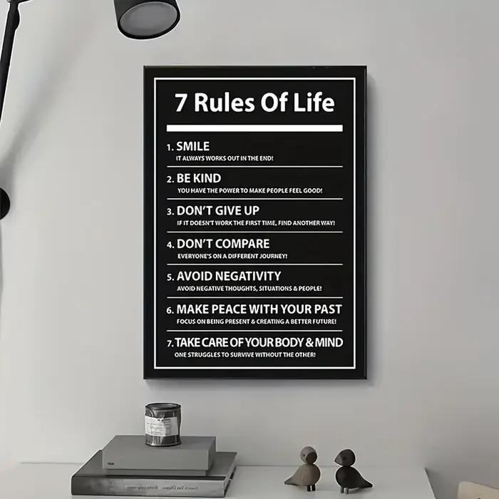 Affiche de citation de motivation de lettre de 7 règles de vie