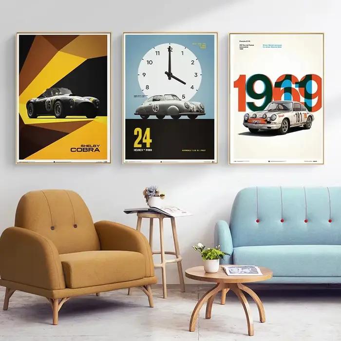 Affiche murale rétro de voiture classique