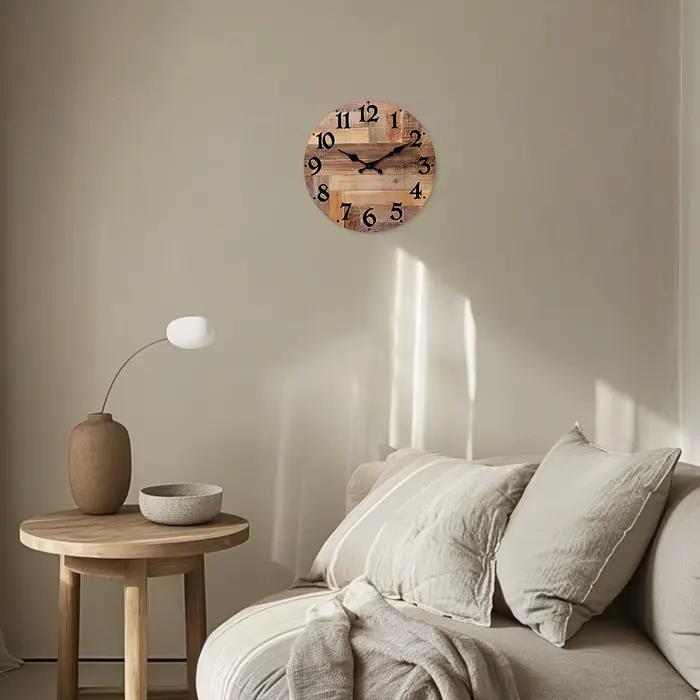Pays rétro imitation grain de bois texture horloge murale