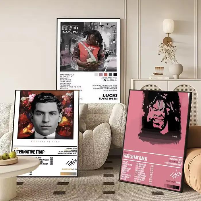 Pop Rap L_LUCKI Album HD lin toile affiche mur Art imprime pour salon chambre bureau décoration de la maison cadeau