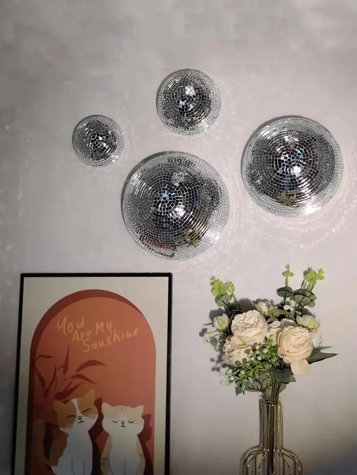 Boule Disco murale avec motifs miroir, décoration métallique pour la maison, boule miroir pour mariage, boule Disco, demi-cercle, Art mural pour la maison, nouvelle collection