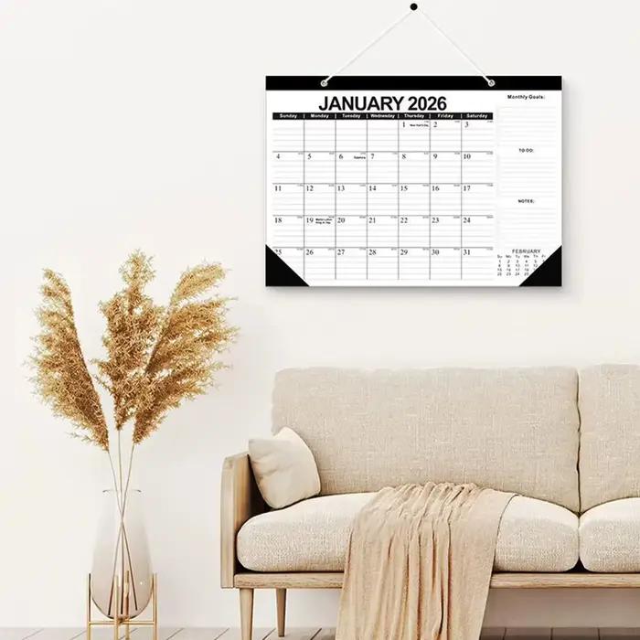 Nouveau calendrier mural 2026 18 mois 2026-2027 quotidien hebdomadaire mensuel Agenda planificateur organisateur décor