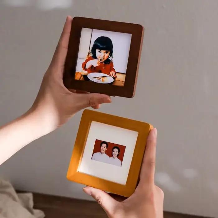 Mini cadre photo vintage créatif en bois, porte-cartes photo pour enfants et bébés, décoration intérieure, Porta Retrato