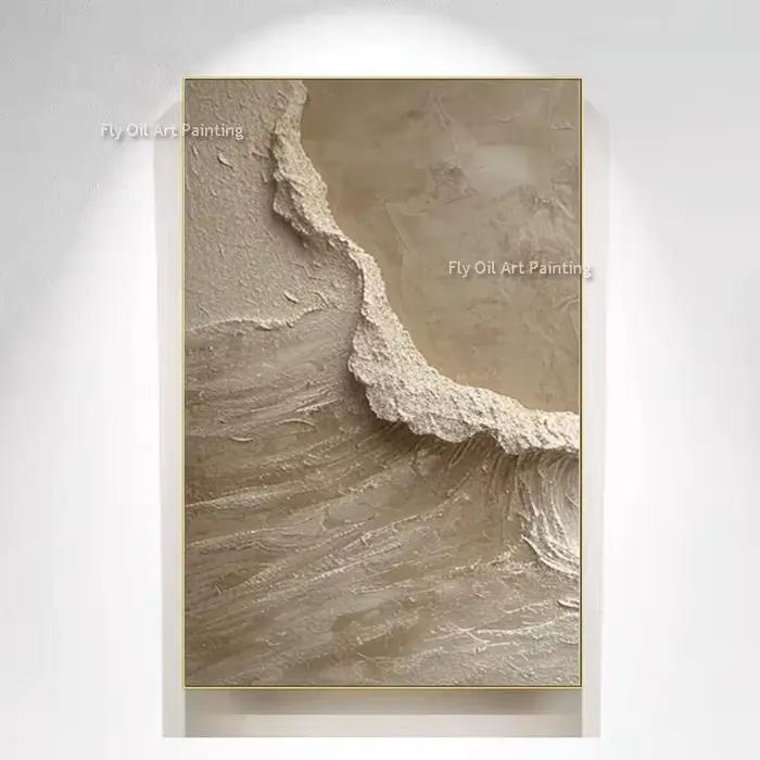 Peinture à l'huile texturée de vague d'océan blanche