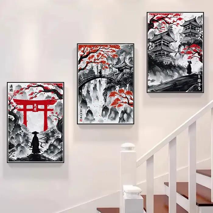 Peinture à l'encre japonaise Duel samouraï