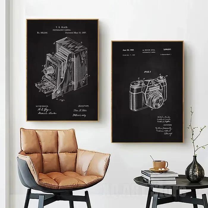 Affiches de plans de photographie de brevet moderne