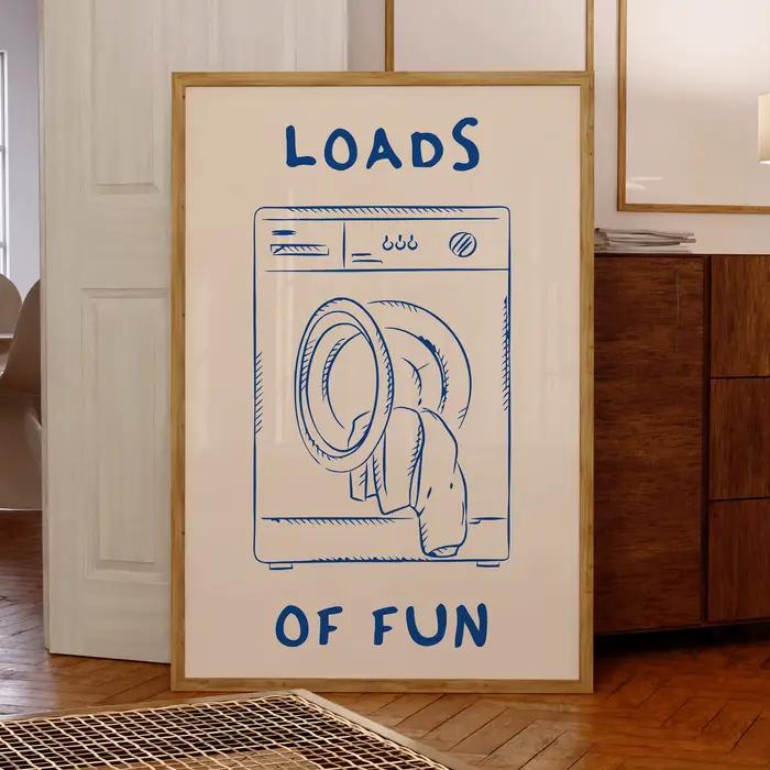 Loads Of Fun – toile murale rétro pour buanderie