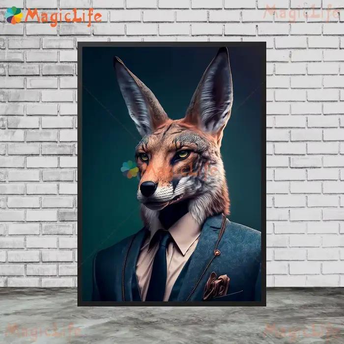 Affiche murale drôle de cerf de renard d'animal