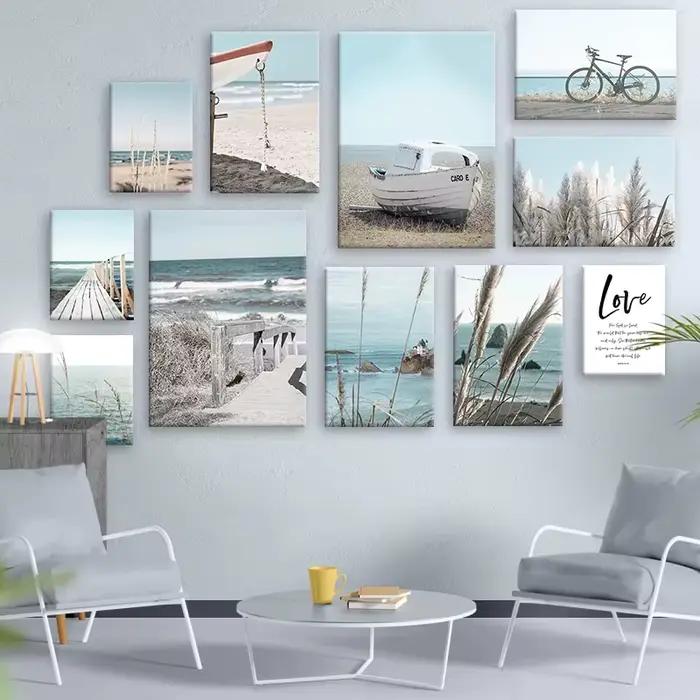 Peinture sur toile nordique de paysage marin