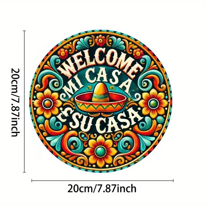 1 pièce 2D disque en bois mexicain Mi Casa thème mur Art signe 8 pouces pour la maison bureau salon salle de bain Bar café décoration