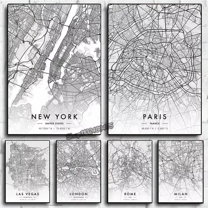 Carte de la ville Paris New York