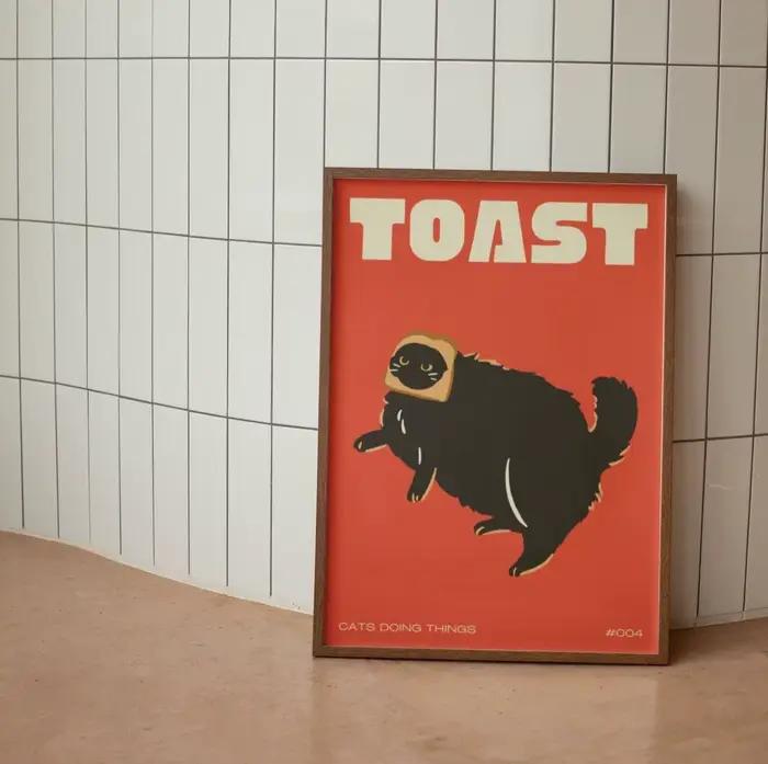 Affiche murale moderne Pop chat noir imprimé Animal drôle