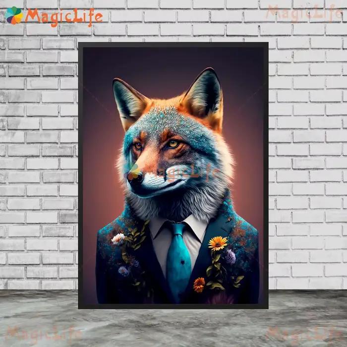 Affiche murale drôle de cerf de renard d'animal