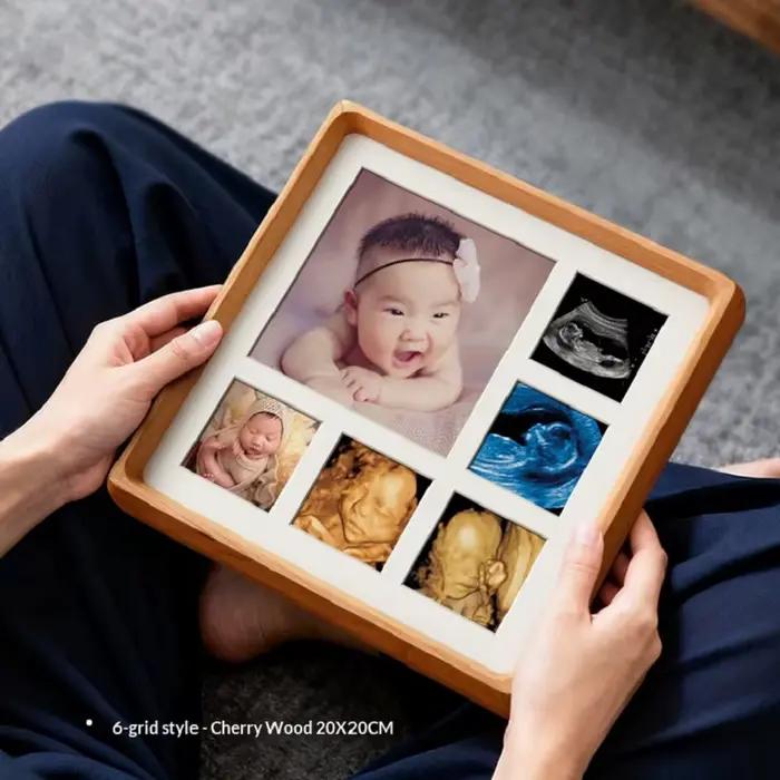 Cadre photo en bois premium à 9 compartiments