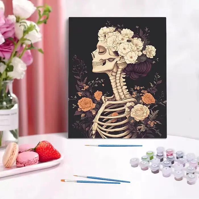 Peinture par numéros : Squelette – Cadeau d'Halloween amusant – Kit