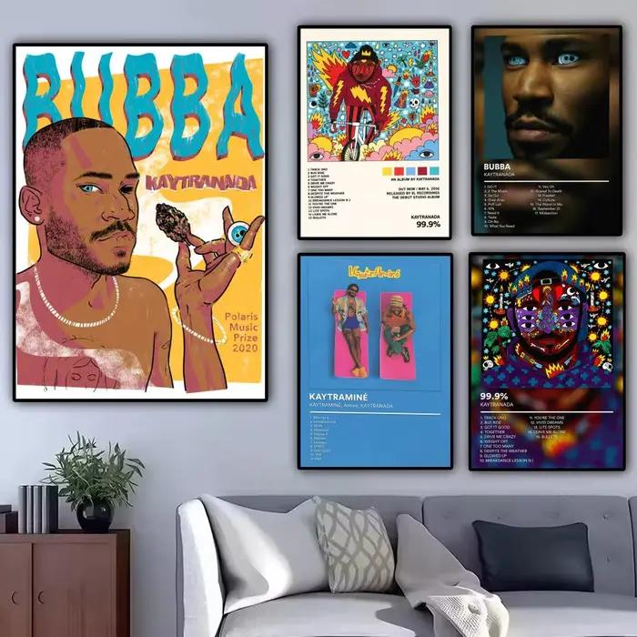 Affiche murale moderne sur toile avec peinture et calligraphie Singer K-KAYTRANADA