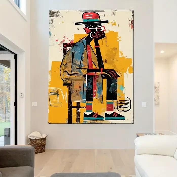 Affiches abstraites modernes d'homme africain et figurine imprimée