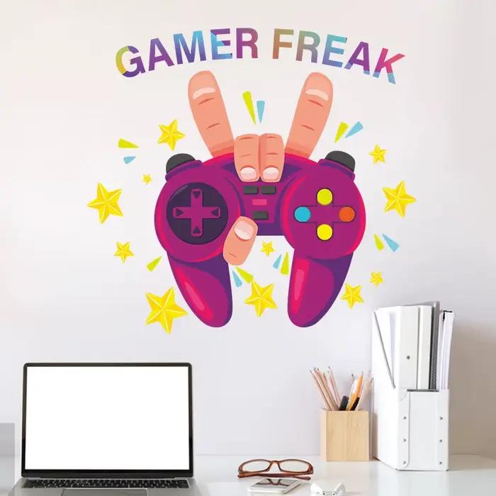 1 pièces autocollants muraux Gamer venir sur chambre salon électrique garçon jouer jeu dessin animé Stickers