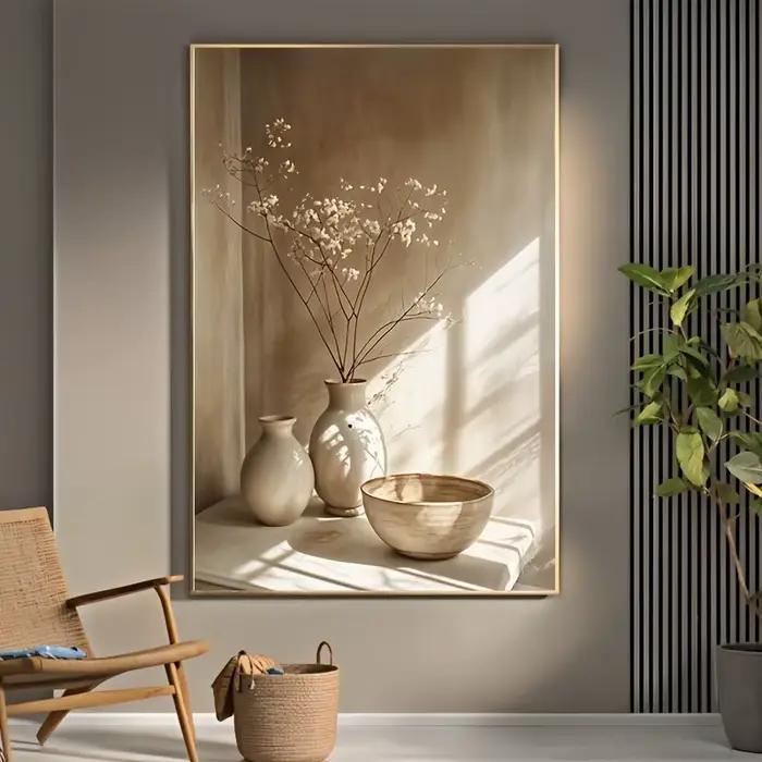 Art déco rétro Vase à fleurs toile mur Art imprimé