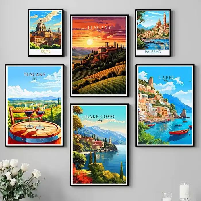 Affiche de voyage sur toile de villes italiennes : Paris