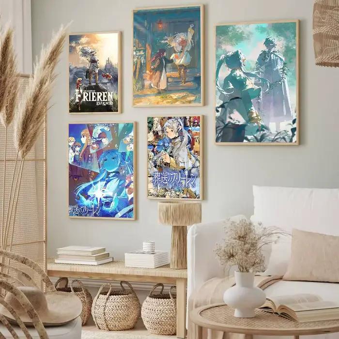 Animation populaire Frieren bonne qualité impressions et affiches Vintage chambre maison Bar café décor esthétique Art peinture murale