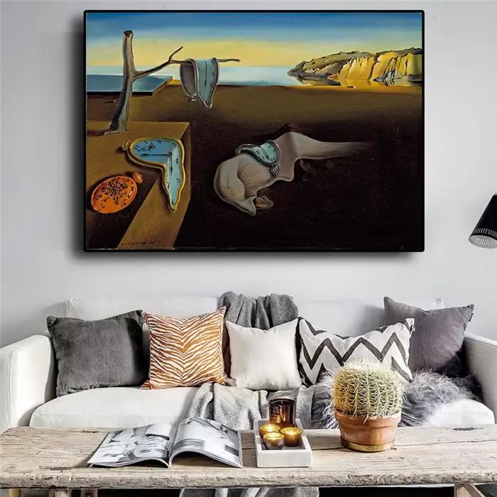 Salvador Dali la persistance de la mémoire horloges peinture à l'huile surréaliste toile affiche impression Cuadros mur Art photo pour salon