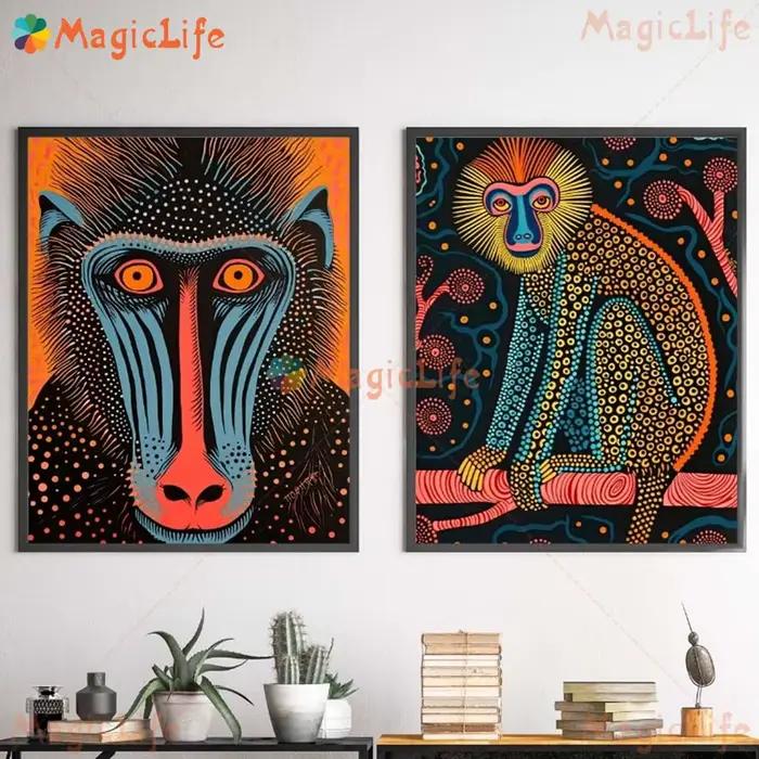 Affiche Imprimée de Singe et Animaux Sauvages de Dessin Animé