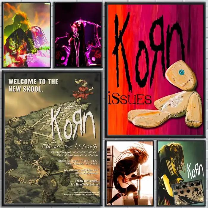 Affiche murale moderne en toile Nu-Metal Band K-Korn, peinture calligraphique, décoration esthétique pour chambre, café, cadeau