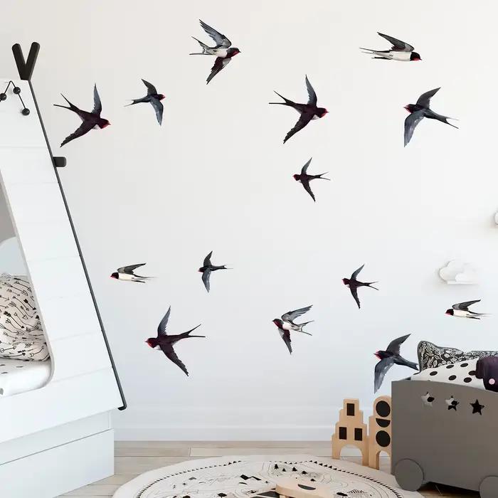 Autocollants muraux d'oiseaux d'hirondelles multiples d'interconnexion