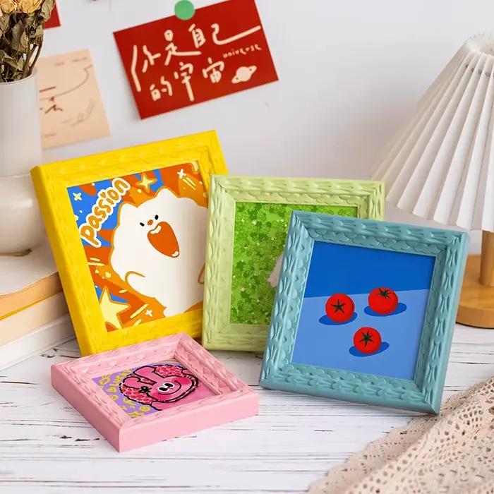 Cadre Photo coloré 5 pouces-A4 carré maison enfants chambre bricolage décor cadres élégant œuvre affichage rose/jaune