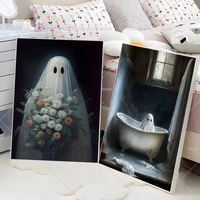 Affiche gothique d'Halloween avec fantômes